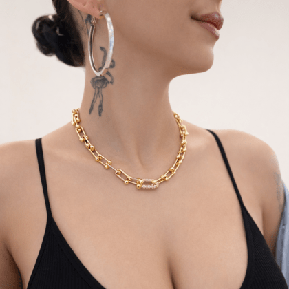 Altın kaplama modern zincir kadın kolye