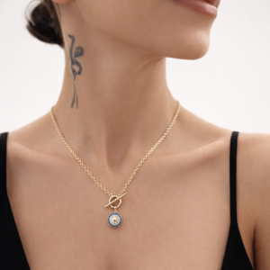 Altın kalın zincir kolye kilit detaylı kadın kolye