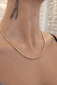 Xuping altın renk boncuk zincir kolye model fotoğrafı