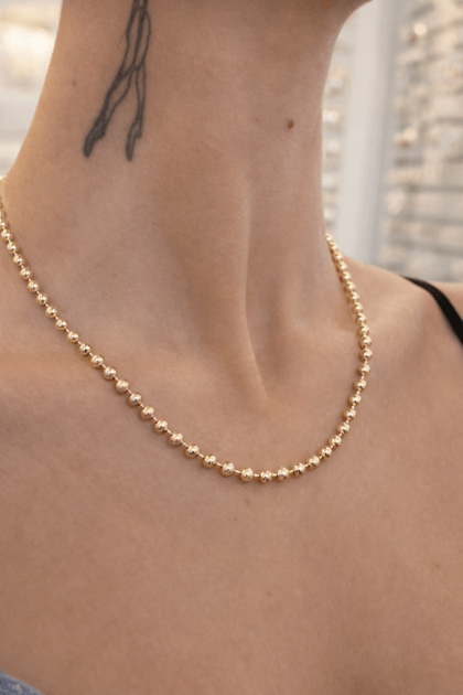 Xuping altın renk boncuk zincir kolye model fotoğrafı