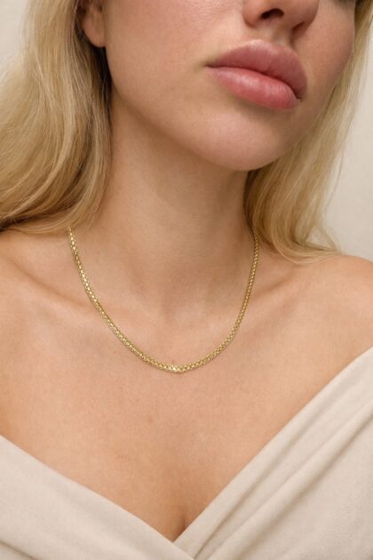 Xuping altın renk örgü zincir kolye kadın gold kaplama şık kolye