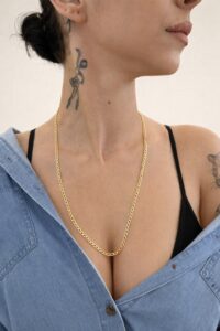 Altın kaplama oval halka zincir kolye, minimal kadın gold chain kolye modeli