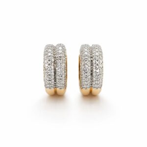 VIP Çift Sıra Zirkon Taşlı Gold Halka Küpe – Parlak Pavé Lüks Tasarım