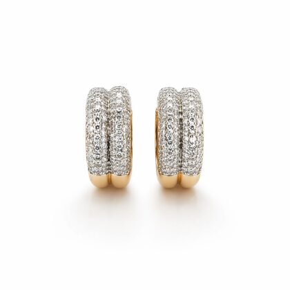 VIP Çift Sıra Zirkon Taşlı Gold Halka Küpe – Parlak Pavé Lüks Tasarım